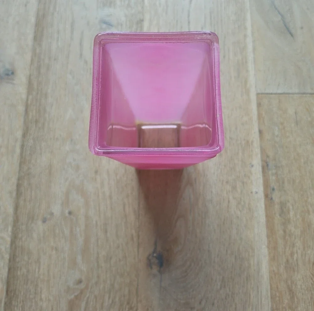 Pink Frosted Square Glass Vase